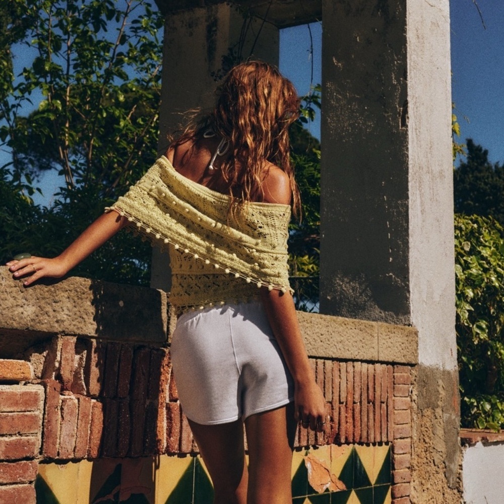 Zara Yellow Off-Shoulder Knit Top - Picture 2 of 6